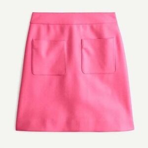 J. Crew Patch Pocket Mini Skirt in Double Serge Wool Pink Sz 4‎ Preppy Workwear